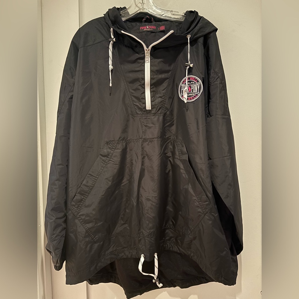 NWOT Polo Pink Pony Unisex Nylon Anorak, half zip, hoodie, in size Medium